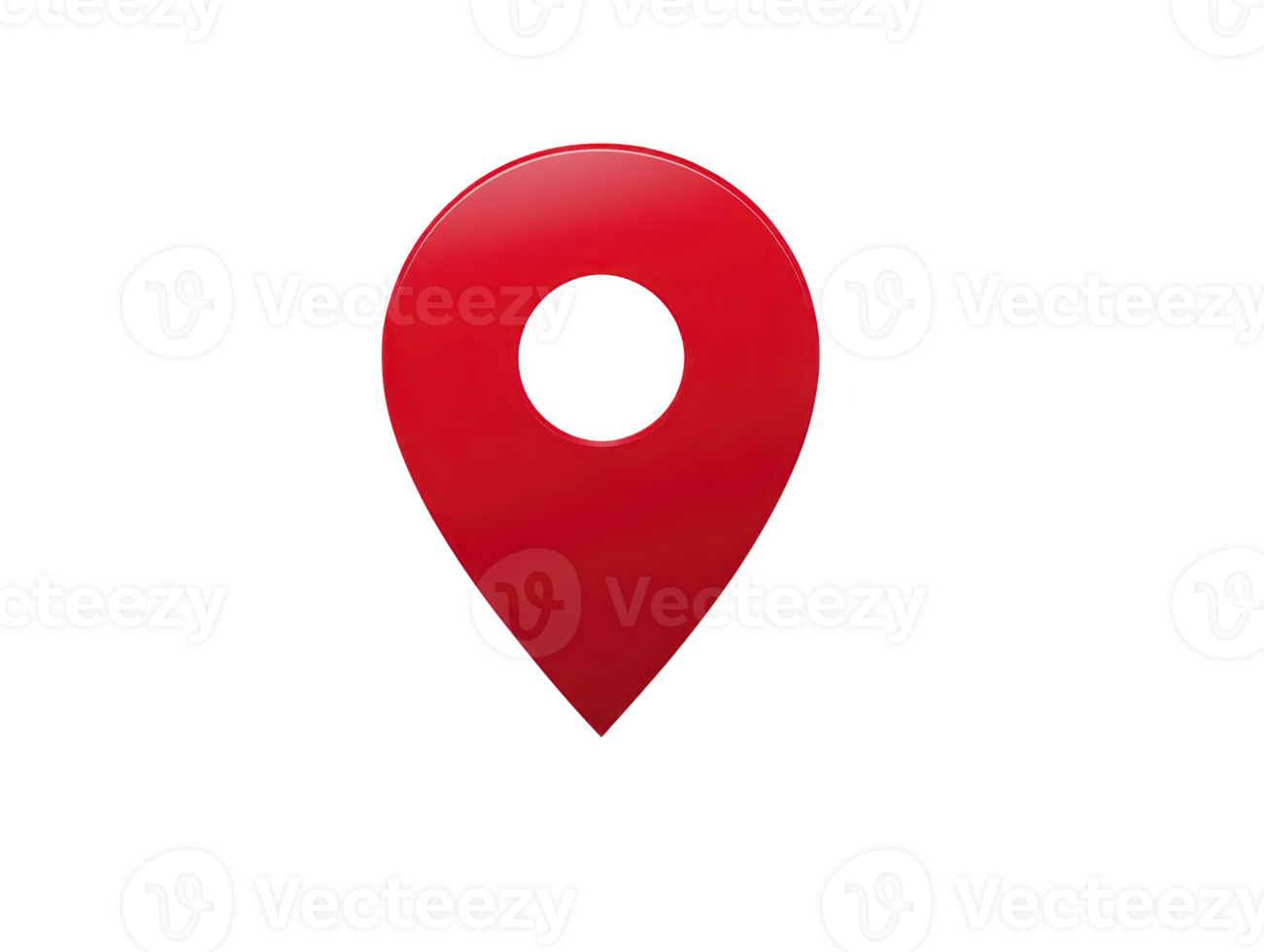 Red map pin location icon glossy finish isolated on transparent background symbolizing navigation travel direction and destination commonly used in digital maps and GPS applications png