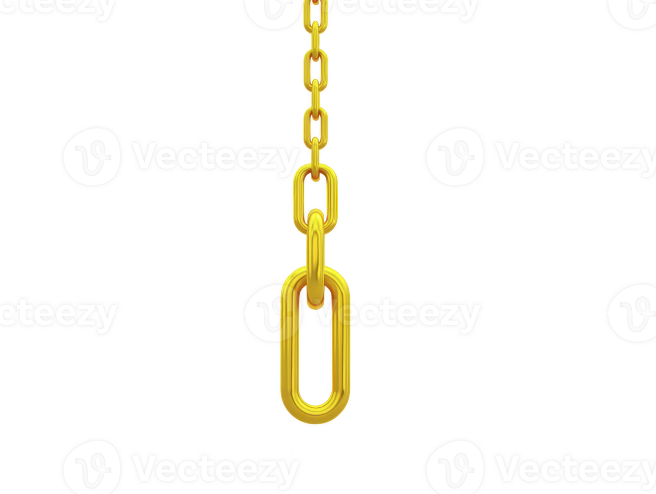 Golden chain with elongated link metallic shine isolated on transparent background symbolizing strength connection and unity modern minimal style vertical orientation png