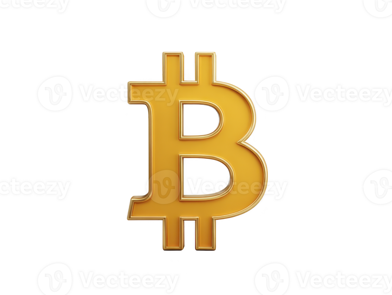 Golden bitcoin symbol isolated on transparent background, representing digital currency, blockchain technology, and modern finance, with shiny metallic finish and futuristic style png