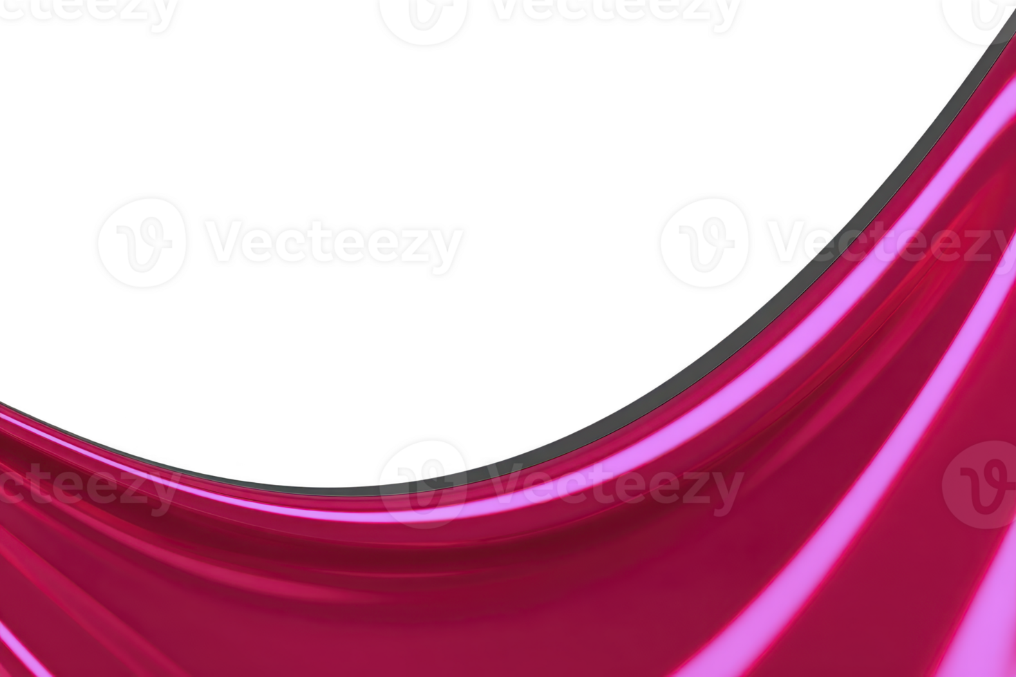 Vivid pink abstract wave with glossy texture and smooth curve on transparency background, modern dynamic design for creative projects, energetic and futuristic visual style png