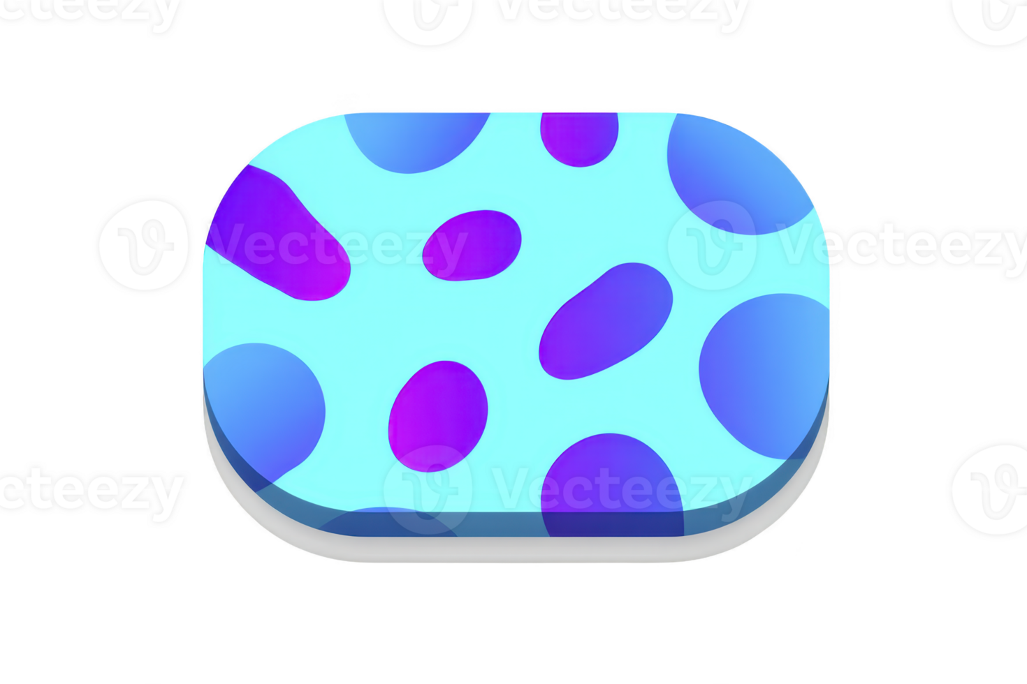 Blue abstract rounded rectangle with purple spots, modern geometric shape, playful and vibrant, suitable for digital design, web elements, or creative backgrounds png