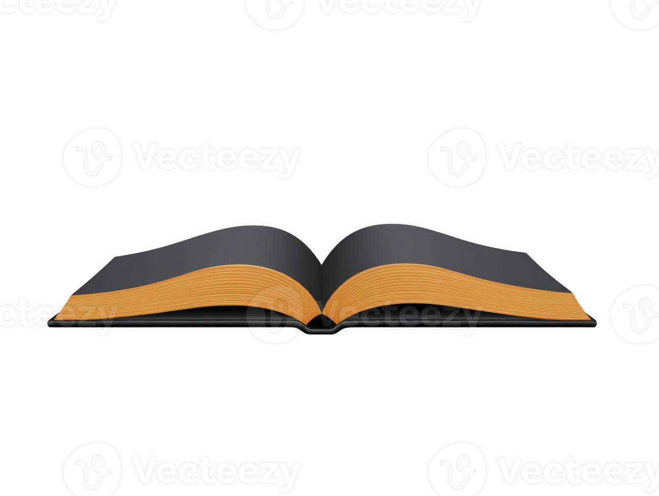 Open book with black cover and yellow pages, lying flat and viewed from front, symbolizing knowledge, education, and learning in simple, minimalistic style png