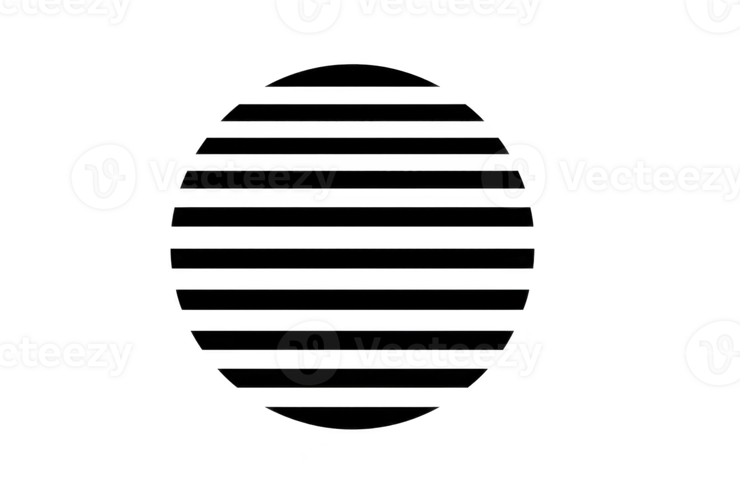 Black oval shape with horizontal stripes, abstract geometric design, modern minimal style, isolated on transparent background, suitable for digital art, creative projects, or graphic elements png