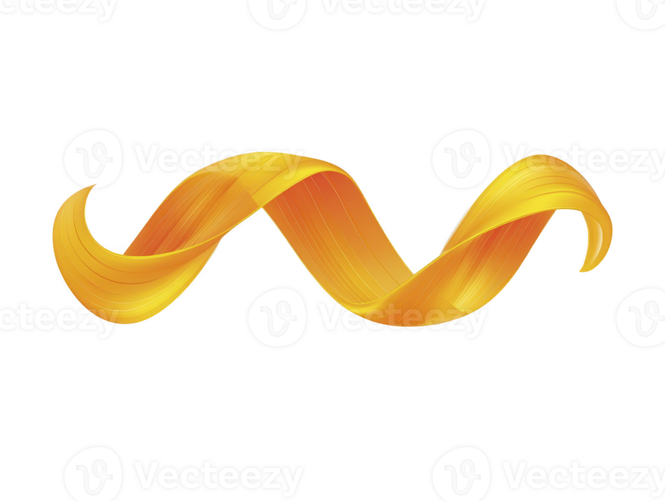 Yellow orange abstract wave, smooth ribbon swirl, glossy curved line, modern dynamic shape, isolated on transparent background, creative design element, energetic and vibrant style png