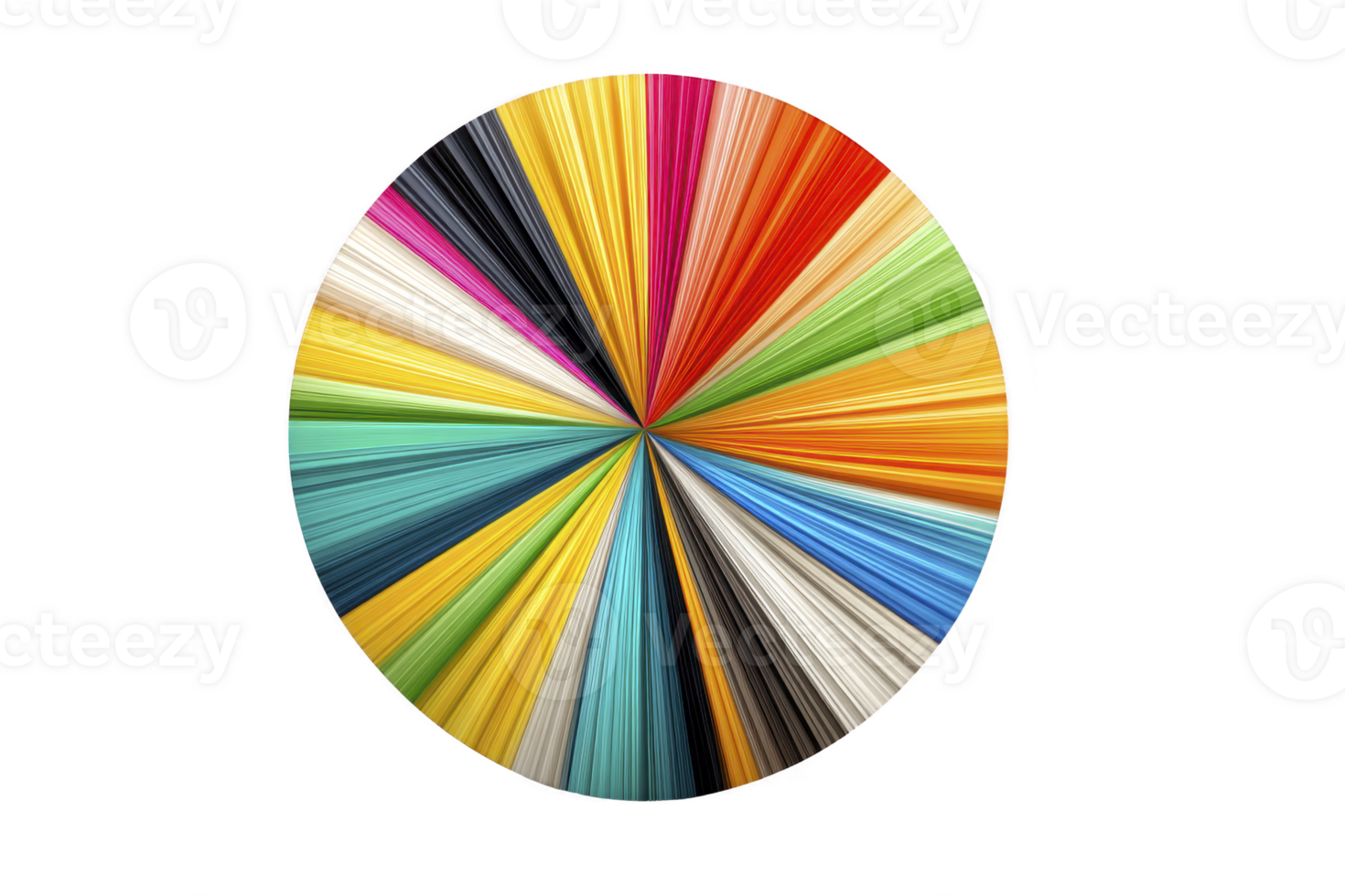 Colorful abstract radial pattern, vibrant circular design, geometric symmetry, multicolored lines radiate from center, modern art, energetic and dynamic visual, creative background png