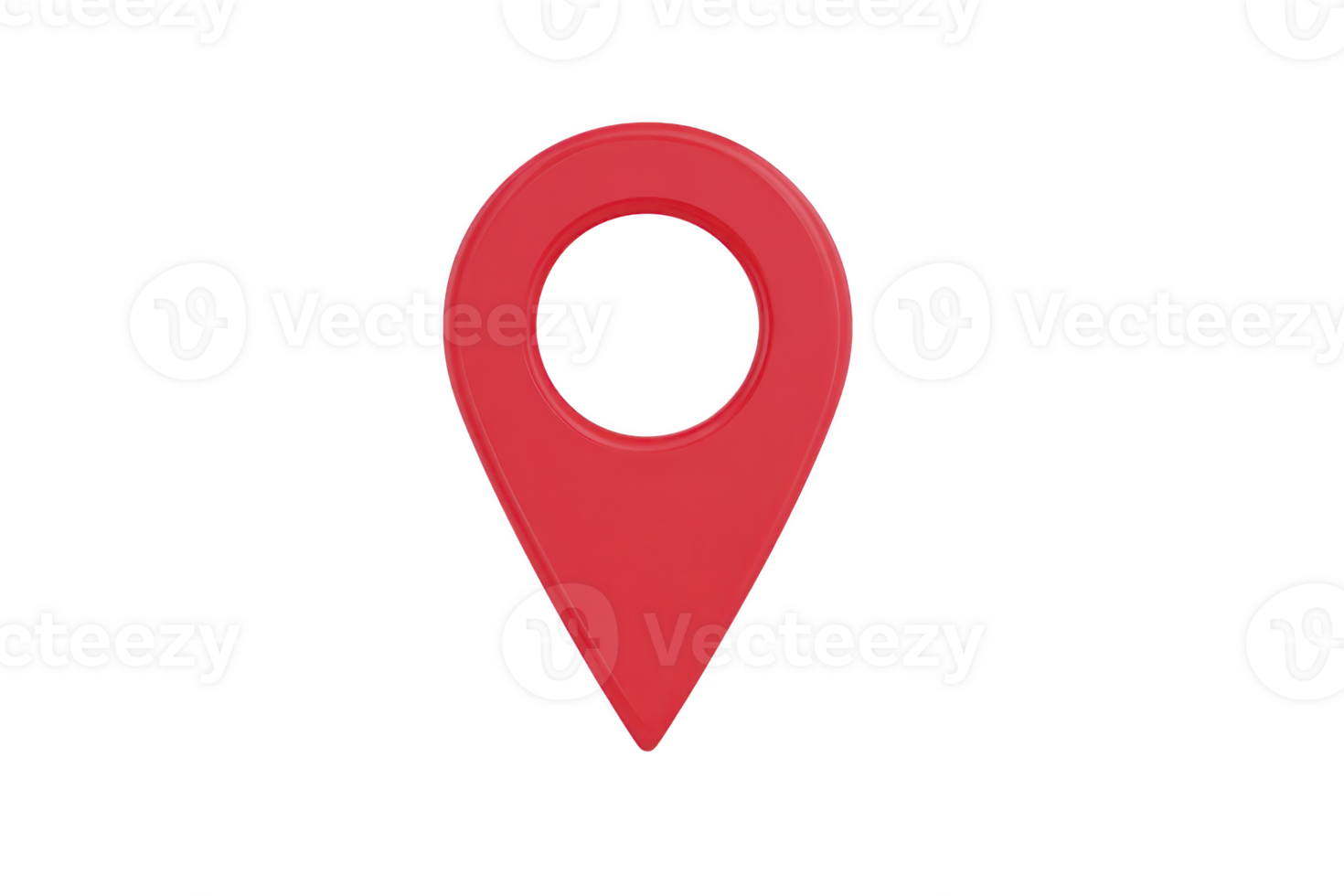 Red map pin location marker icon, isolated on transparent background, symbolizing navigation, travel, direction, and destination, commonly used in digital maps and GPS applications png