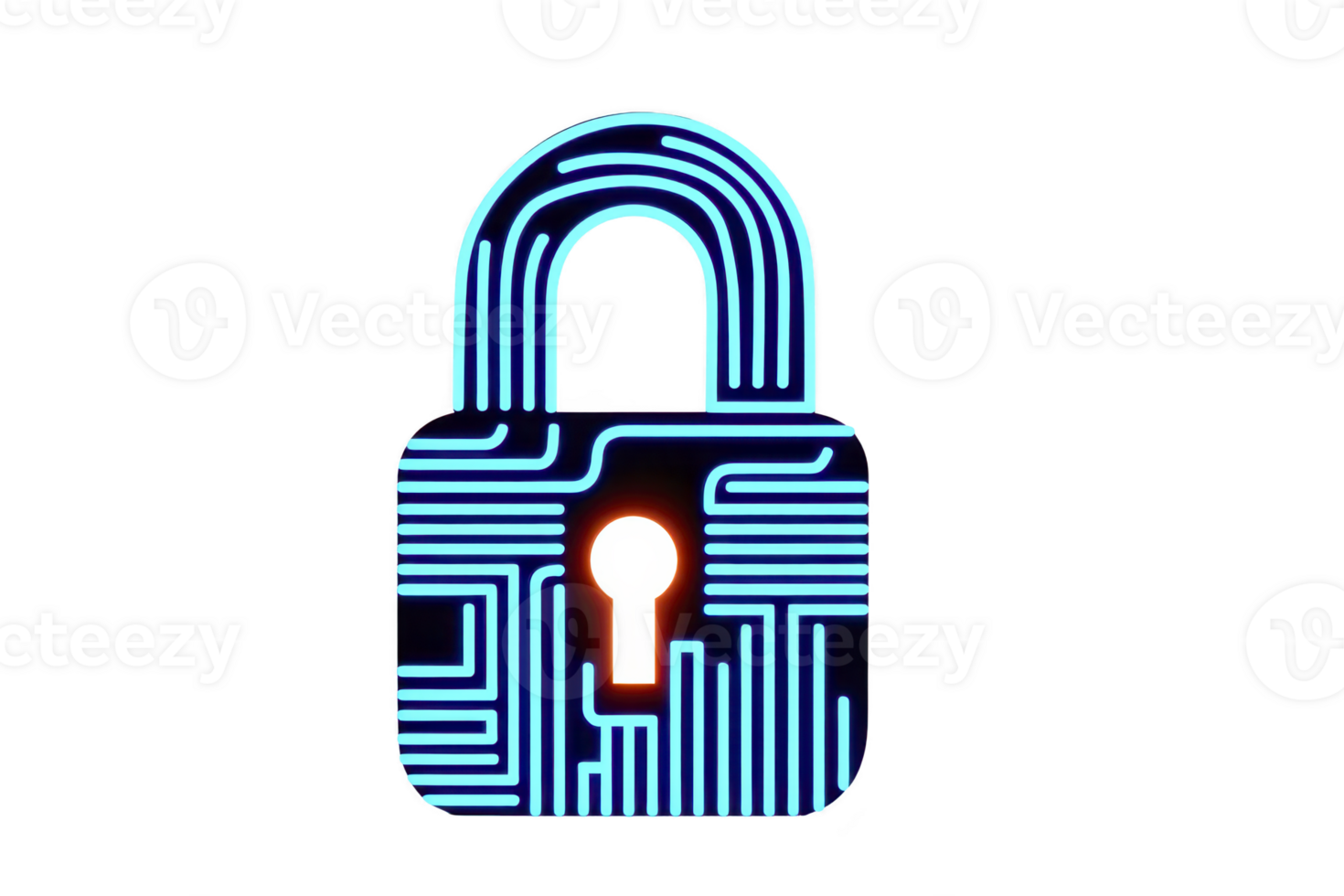 Digital padlock blue circuit pattern glowing keyhole symbolizing cybersecurity data protection privacy secure technology and modern encryption concepts png