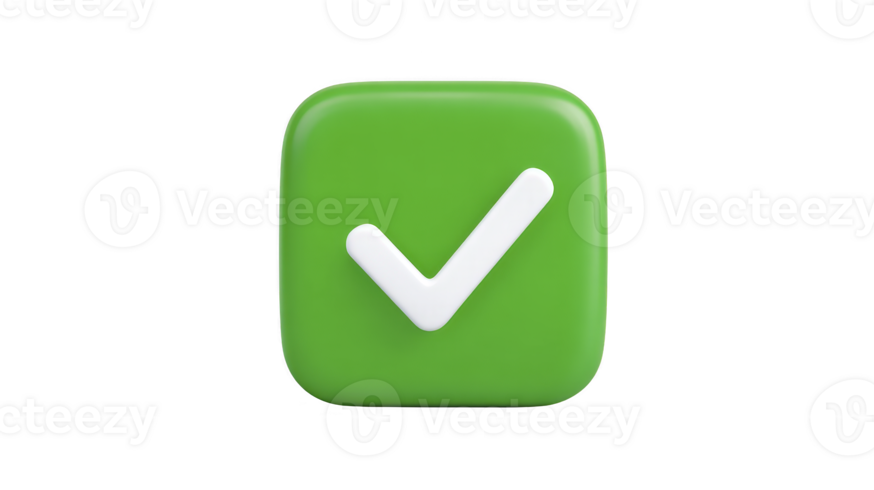 Green check mark 3D icon approval symbol isolated on transparency background modern design positive confirmation digital button success concept minimal style cheerful mood png