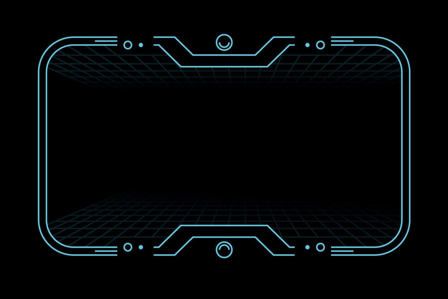 Neon Futuristic HUD Interface Frame with Cyber Grid Display vector