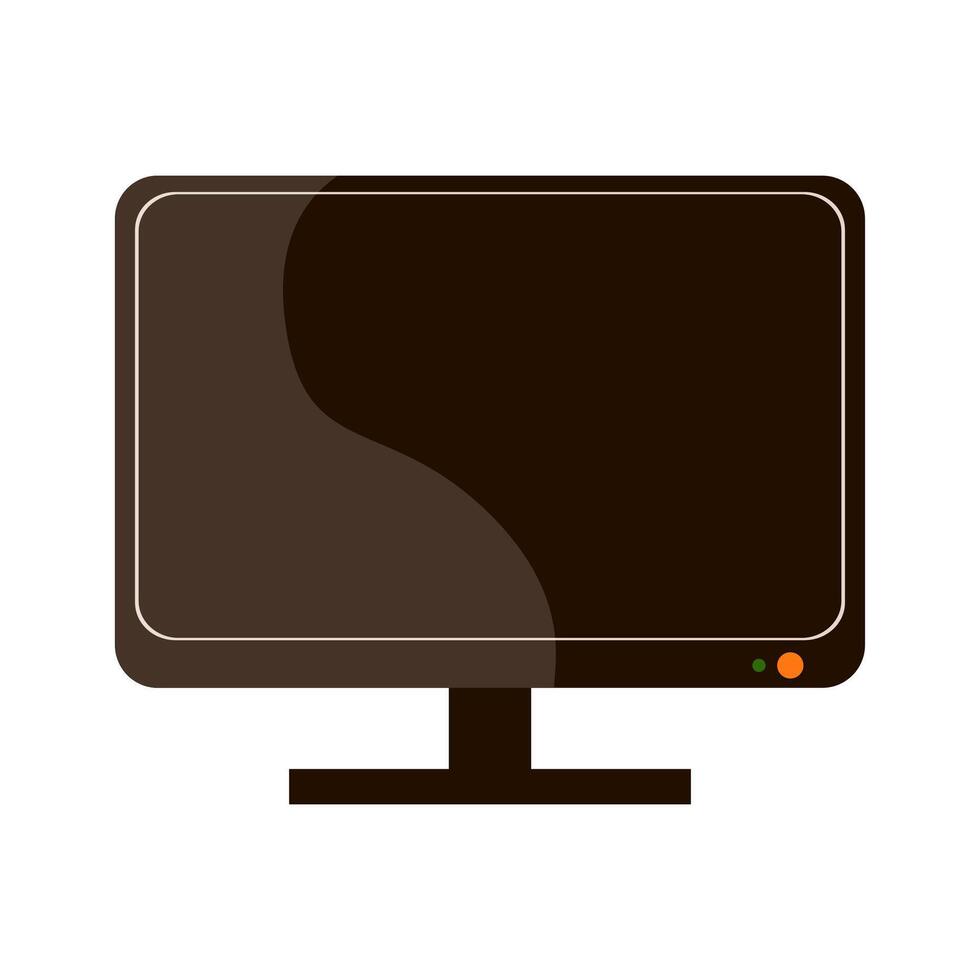 Simple computer template with a blank dark screen. Flat illustration. vector