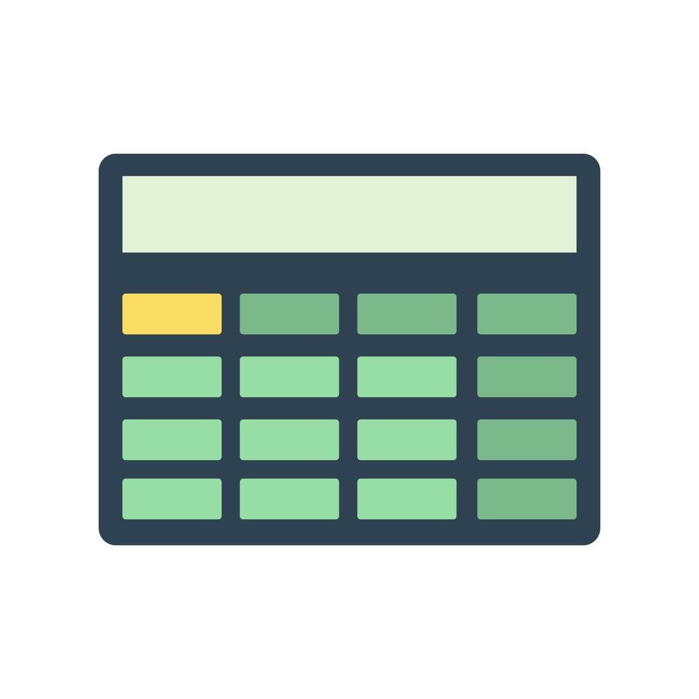 Simple wide calculator with rounded edges and a flat design. Flat style illustration vector