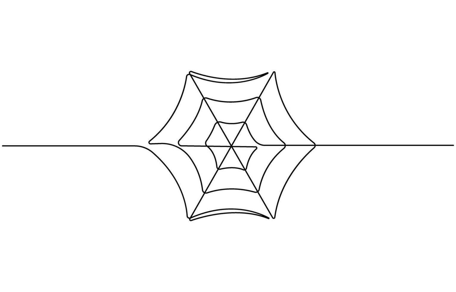 Continuous one line drawing of spider web design isolated on white background vector