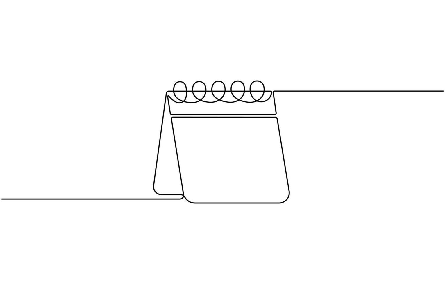 Continuous one line drawing of Modern calendar design element with date and month graphics isolated on white background vector