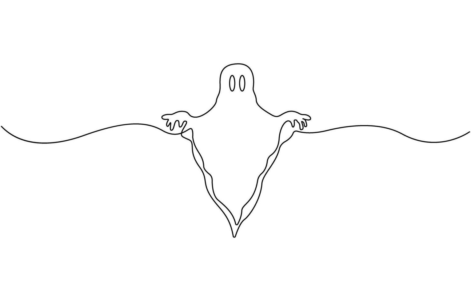 Continuous one line drawing of Playful ghost character design Eps 10 vector