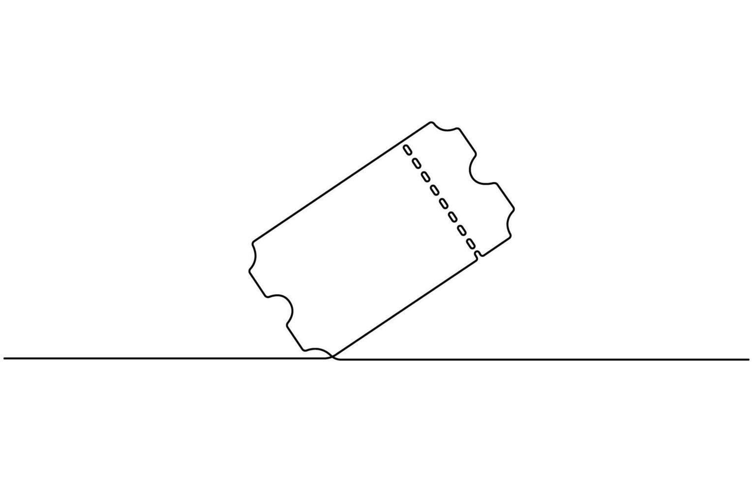 Continuous one line drawing of ticket design with multiple color options and classic fonts vector
