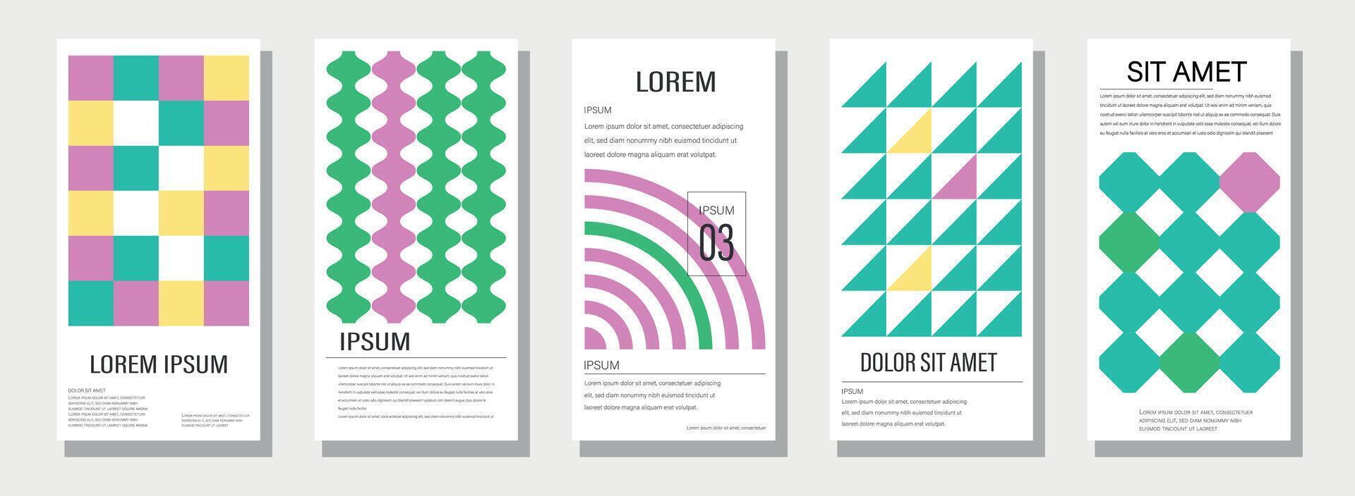 collection of minimalist posters with geometric backgrounds, set of banners with geometric pattern vector