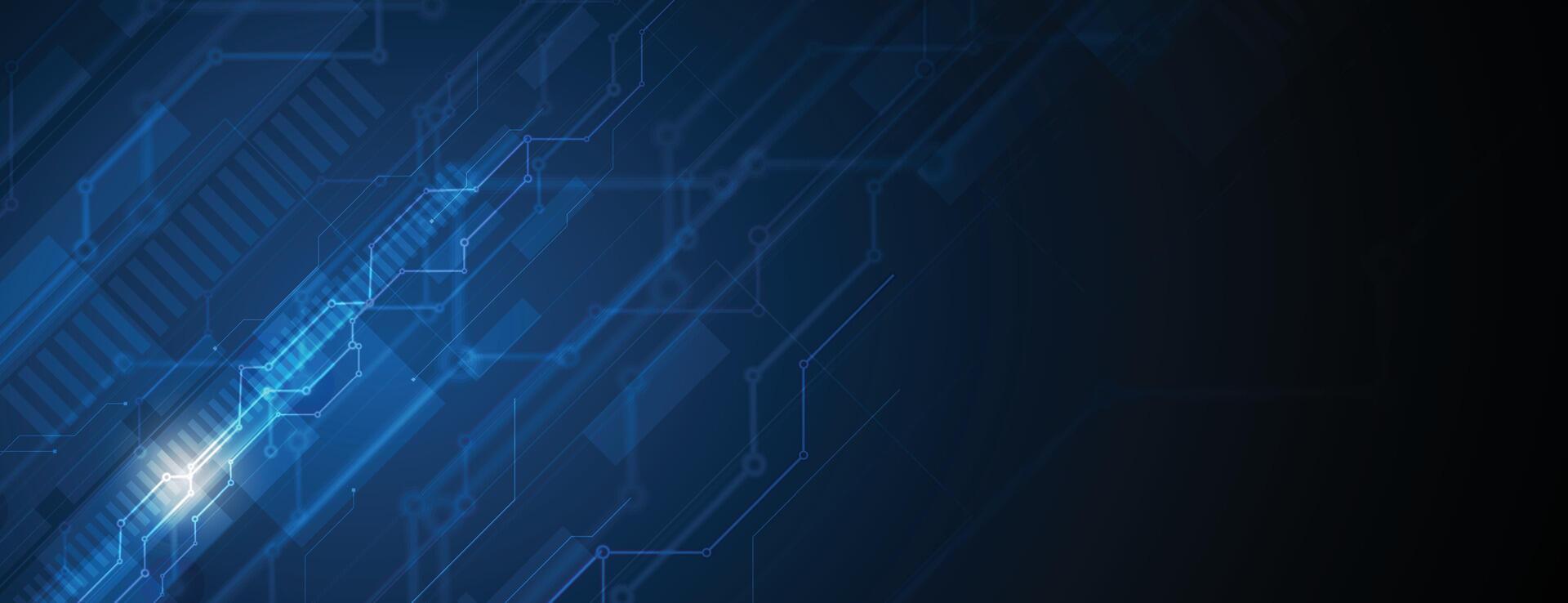 Blue abstract digital circuit background vector
