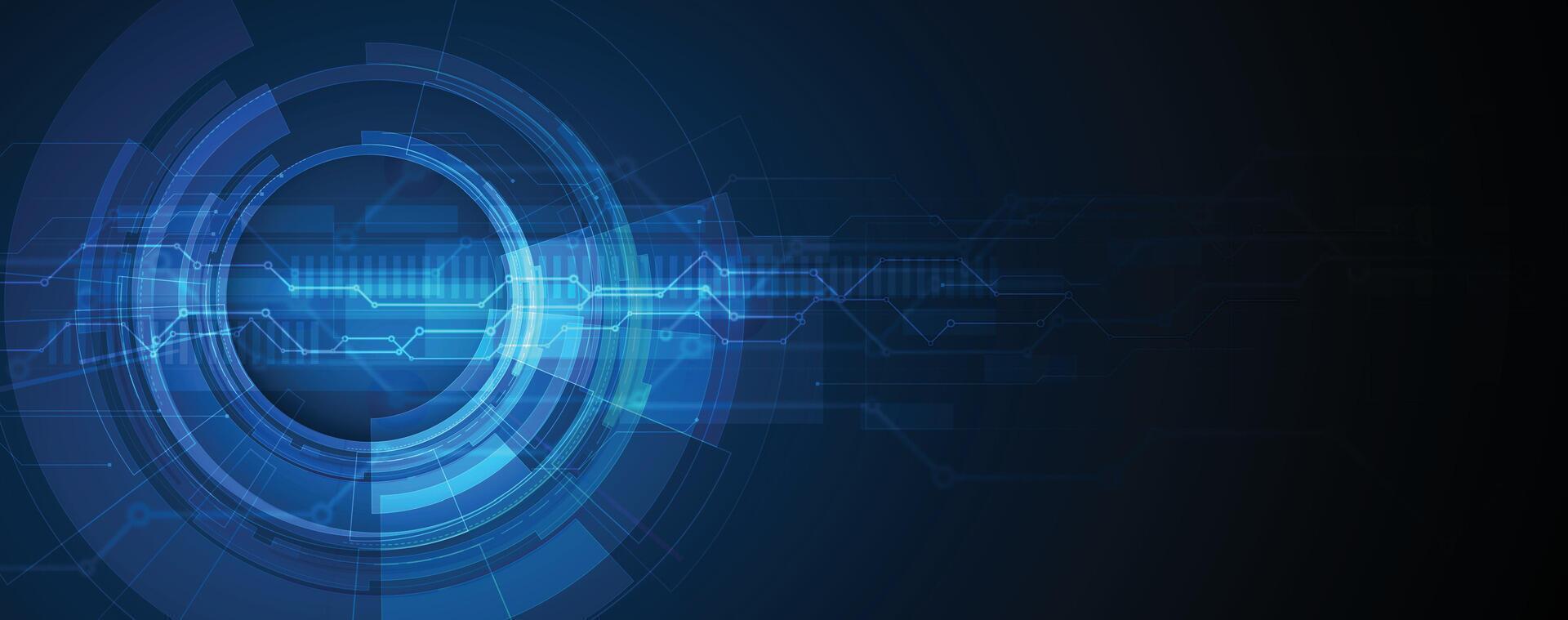 Blue technology background with circular motifs vector