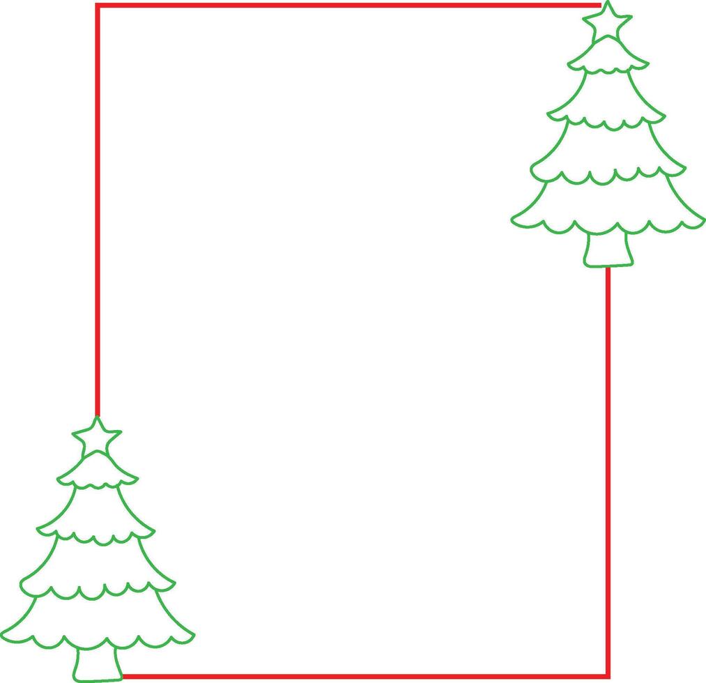 Minimalist christmas tree border frame with blank white space for text vector