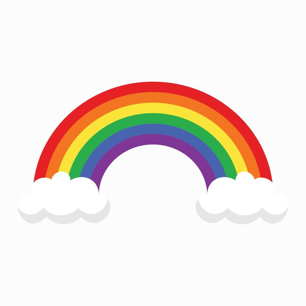 arco iris con nube plano color líneas aislado en un blanco antecedentes vector