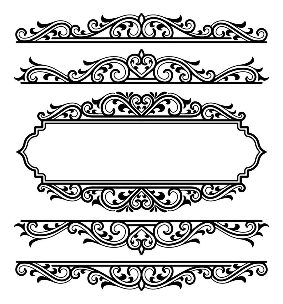 set of ornate borders and frames for design vector