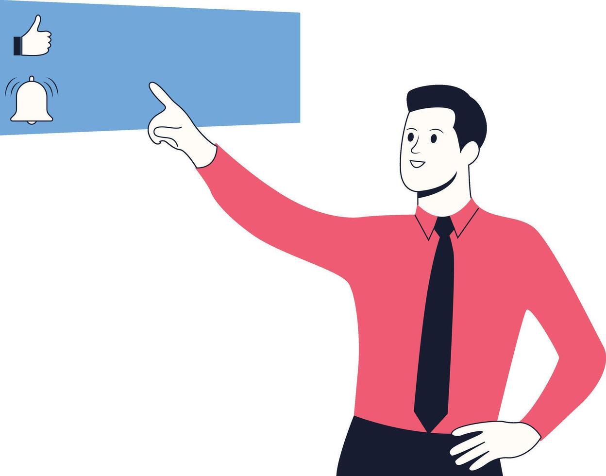 Character of a Man Like and Subscribe in Flat Design vector