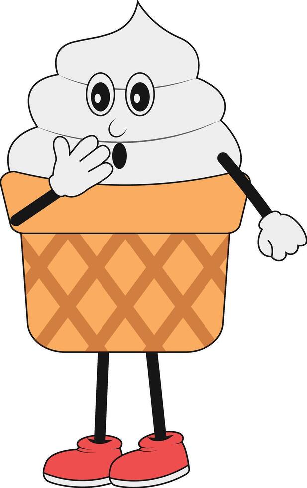 Groovy Retro Ice Cream Character vector