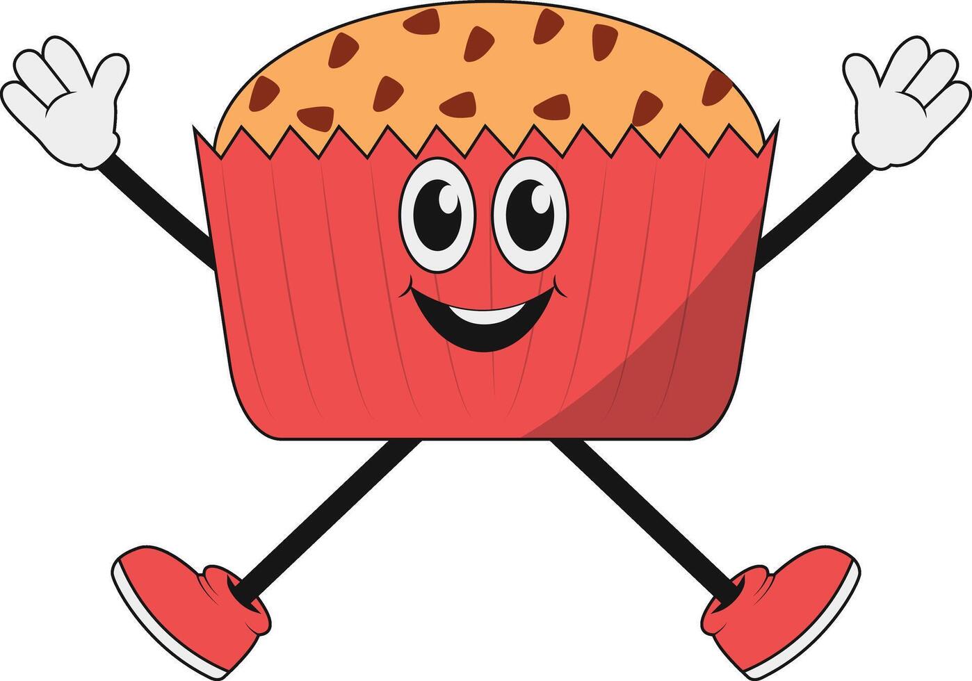 Groovy Retro Muffin Character vector