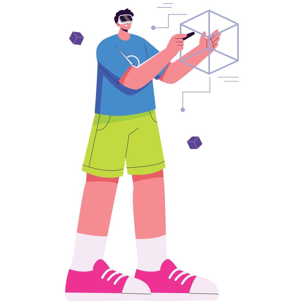 Person using virtual reality technology vector