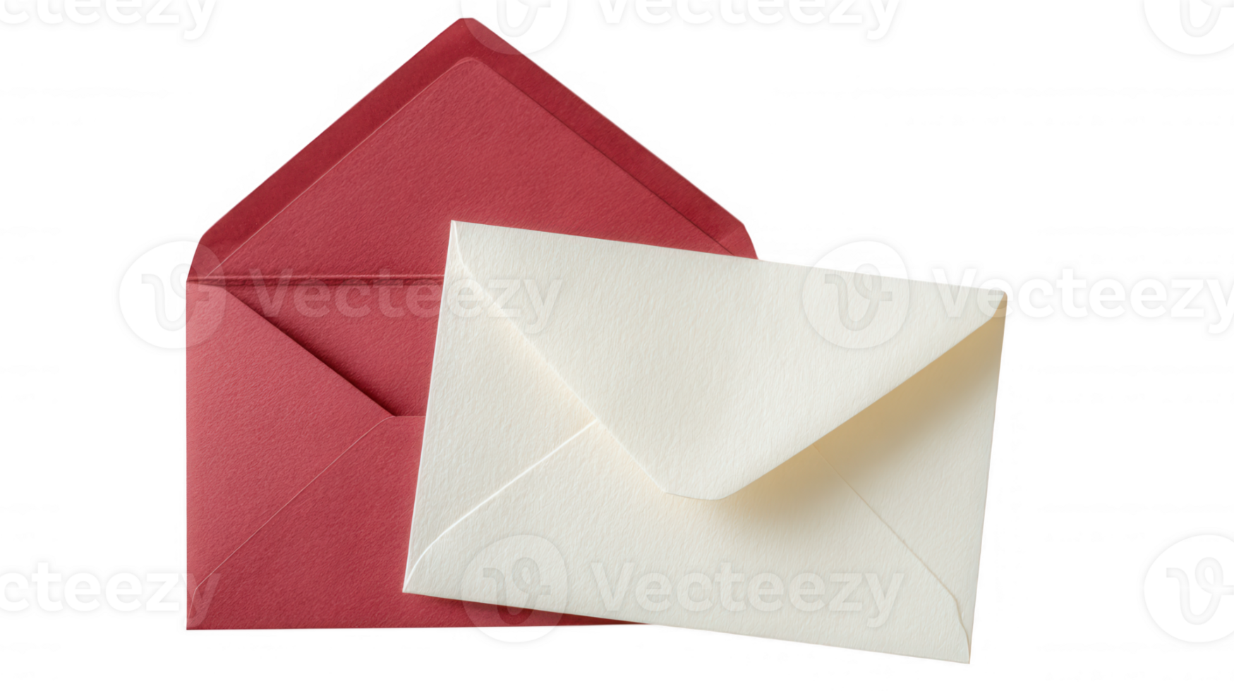 Open red paper envelope with a cream colored lining holding a white textured mail background a transparent png