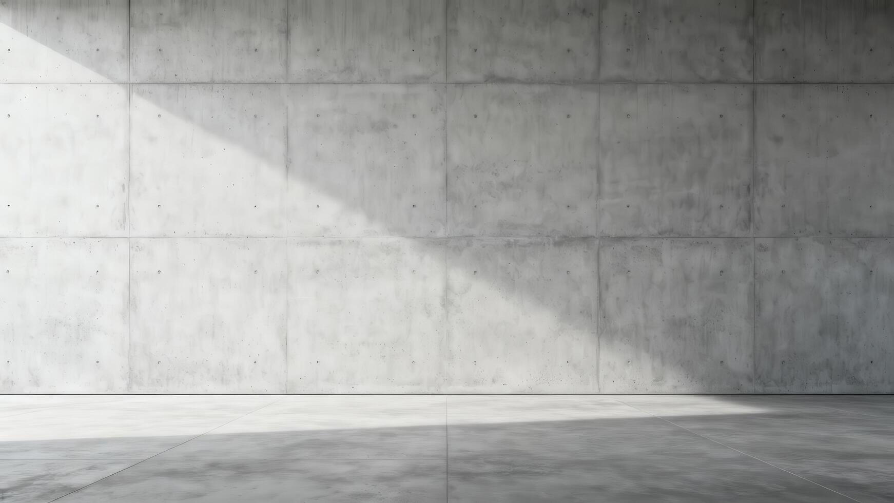 Large rectangular space featuring a raw concrete surface illuminated by angular sunlight photo