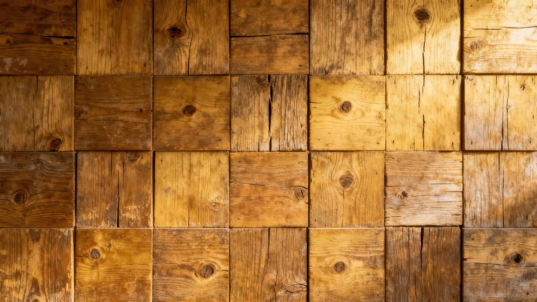 Textured wooden blocks form a warm and rustic wall covering pattern photo