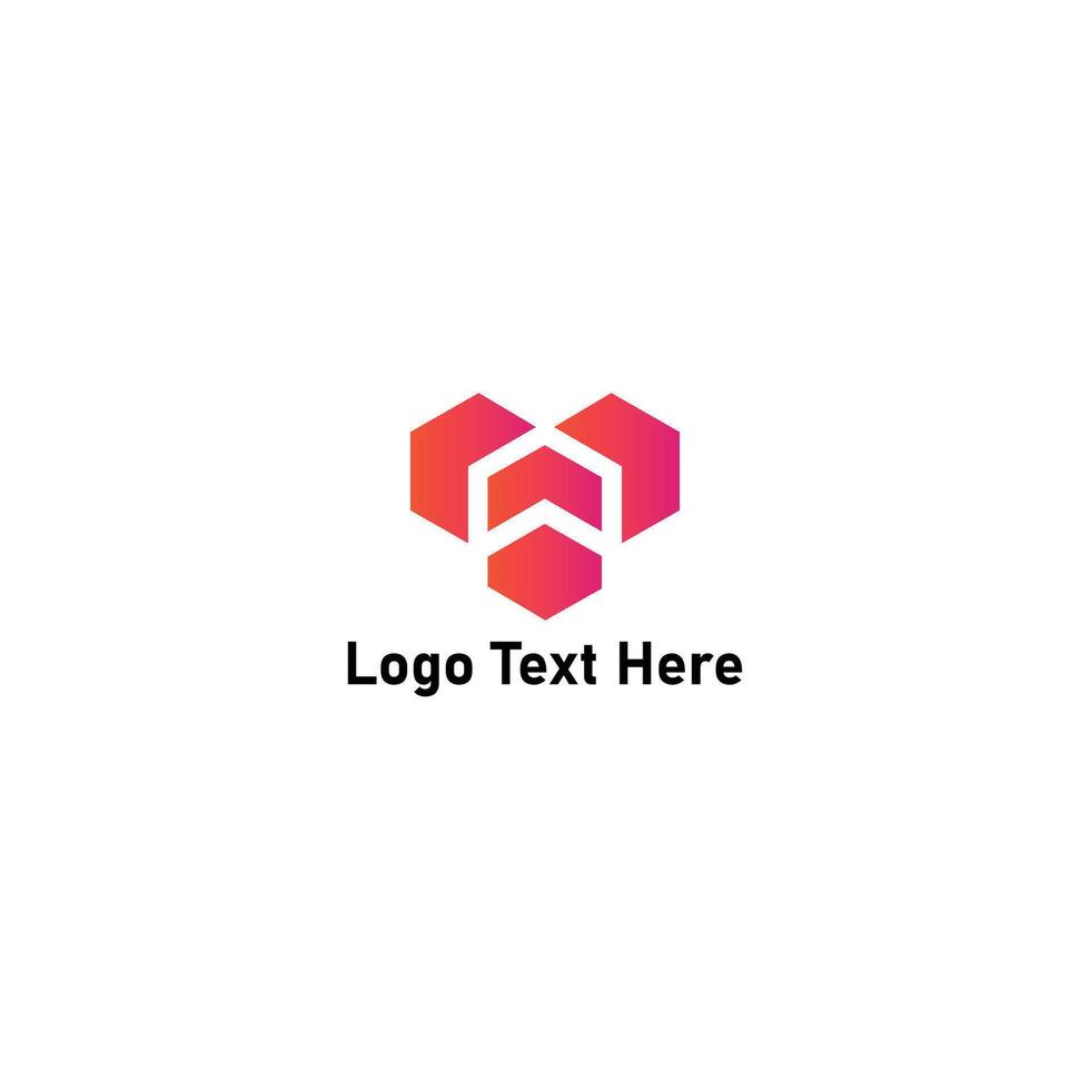 Geometric Red Hexagon Arrow Unity Logo Design vector