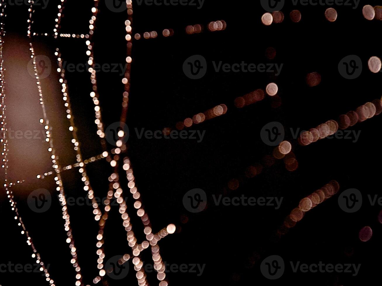 Abstract strands of soft, blurred lights create a visually interesting pattern against darkness. photo