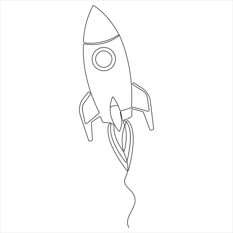One continuous line drawing of rocket take off rocket space ship launch line drawing illustration vector