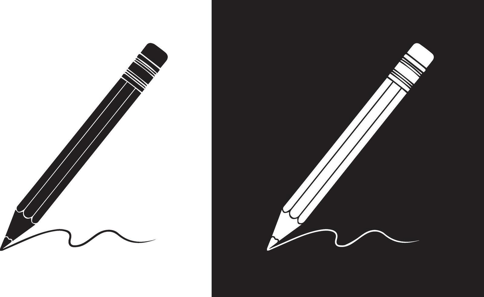 Iconic graphic of a pencil drawing a simple stroke, symbolizing learning, artistic creation, and innovative ideas in a sleek style vector
