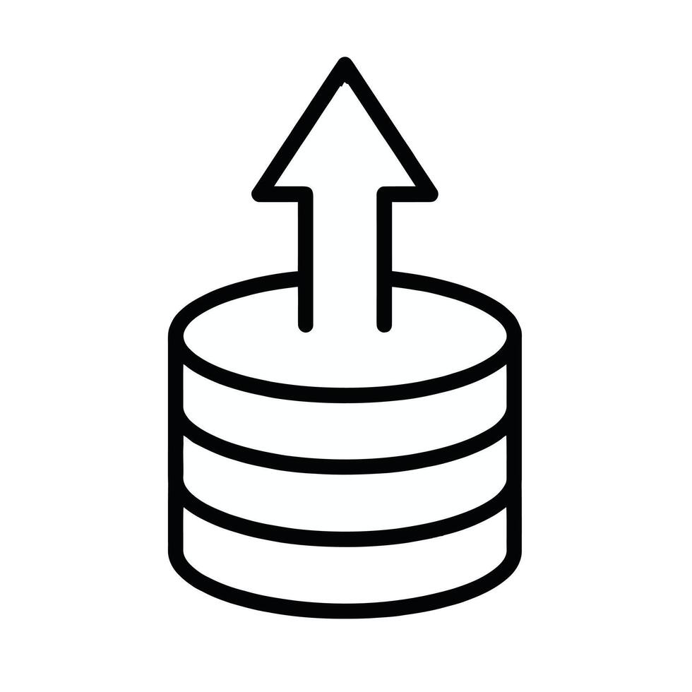 base de datos subir icono con hacia arriba flecha simbolizando datos transferir o apoyo vector