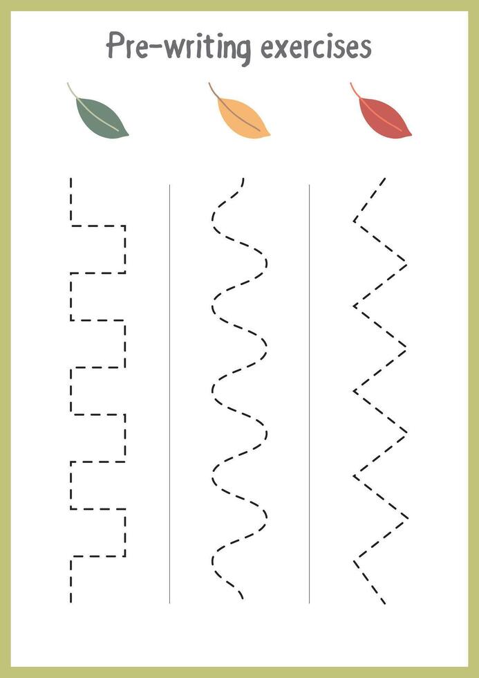 Leaf pattern tracing for nature-inspired writing skills vector