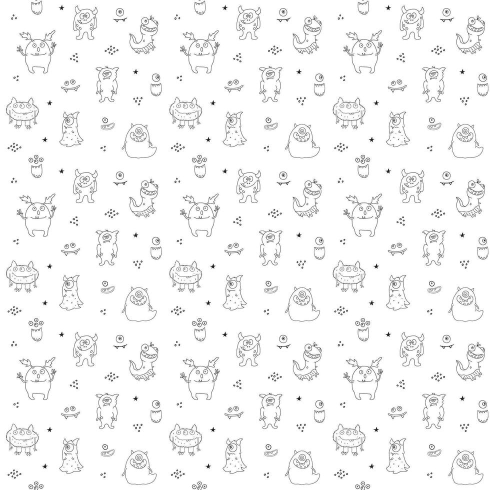 Happy creature repeating seamless pattern art vector