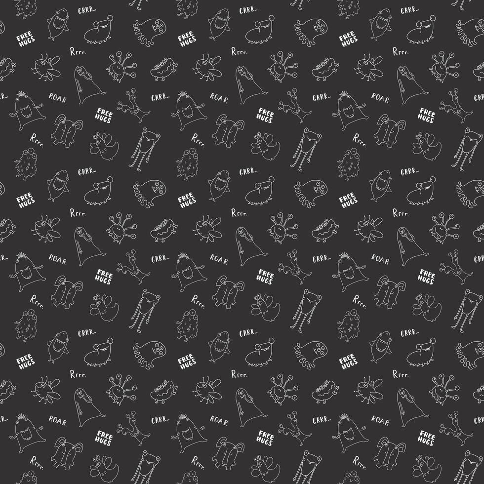 Smiling monsters seamless pattern vector