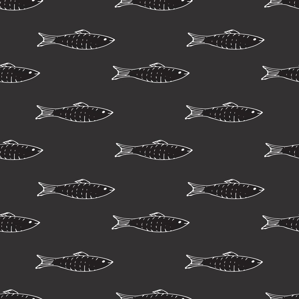 Fun Fish Pattern with Sketch-Like Lines vector