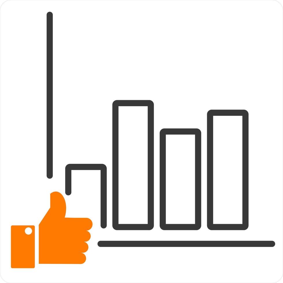 Like Graph and graph icon concept in orange line color vector