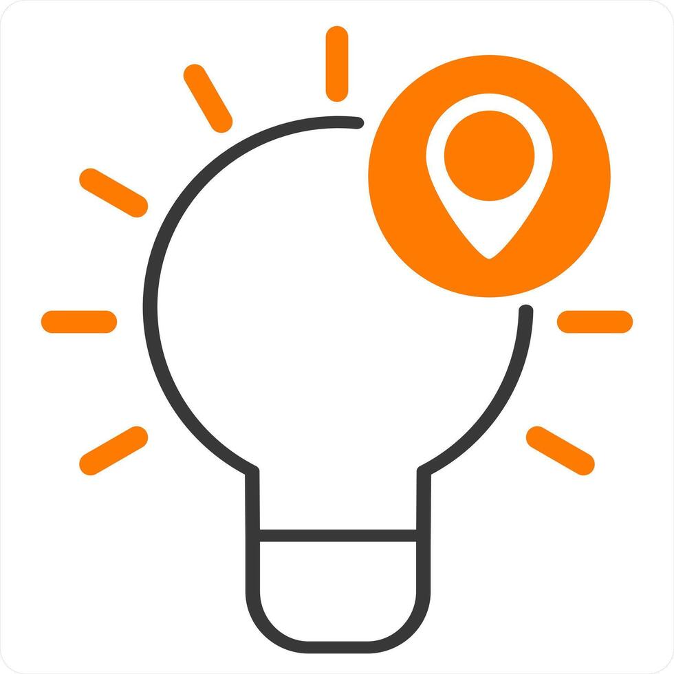 Idea Location and idea icon concept in orange line color vector
