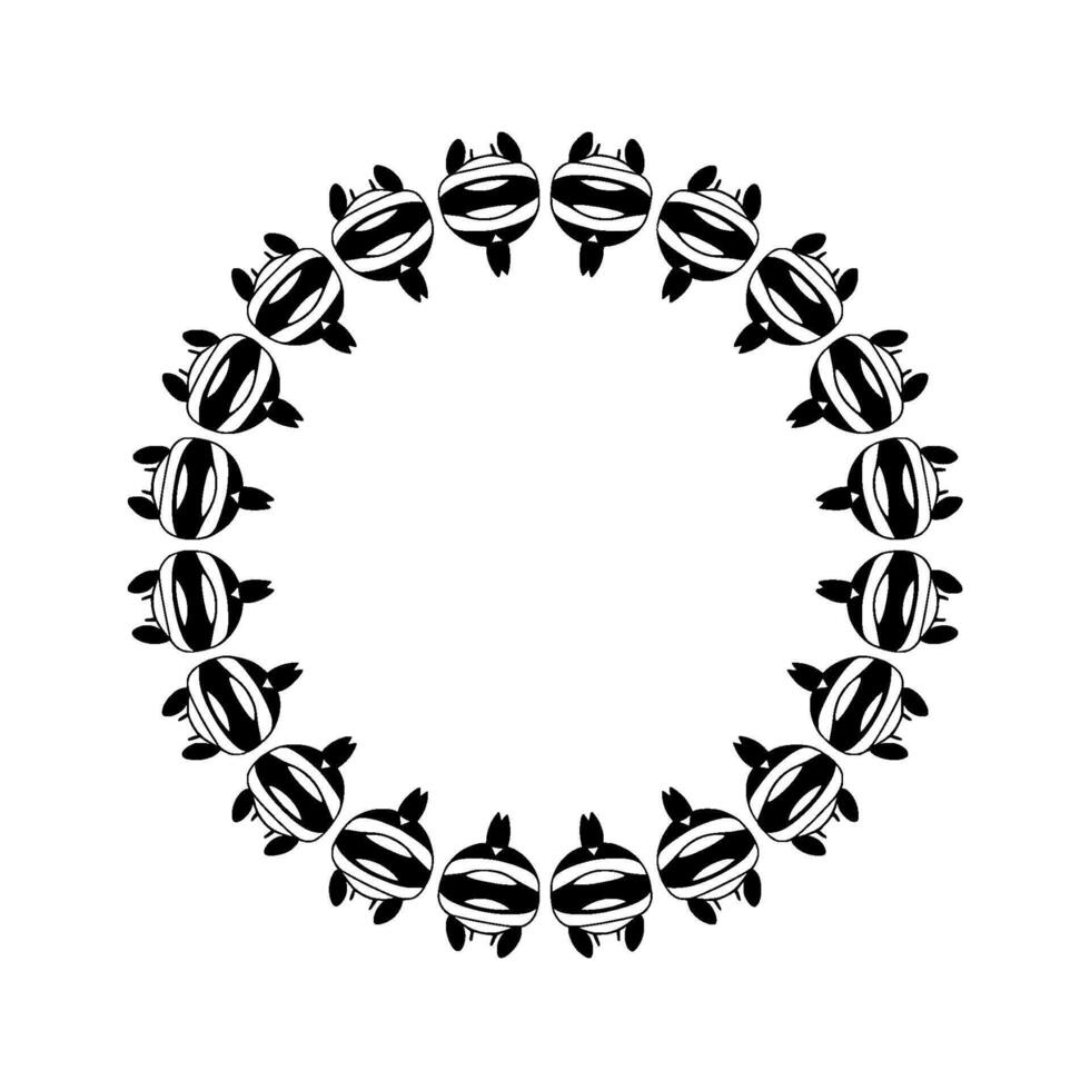 A Circular Decorative Border Composed of Stylized Tortoises Arranged in a Repeating Pattern vector
