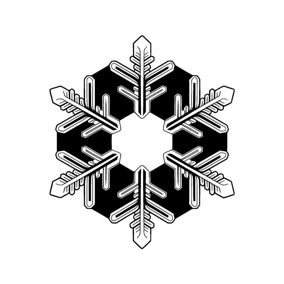 A stark geometric snowflake pattern vector