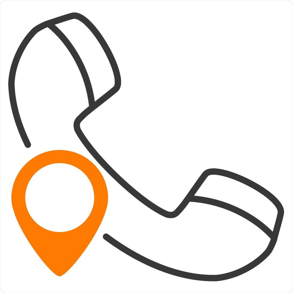 Call Location and calling icon concept in orange line color vector