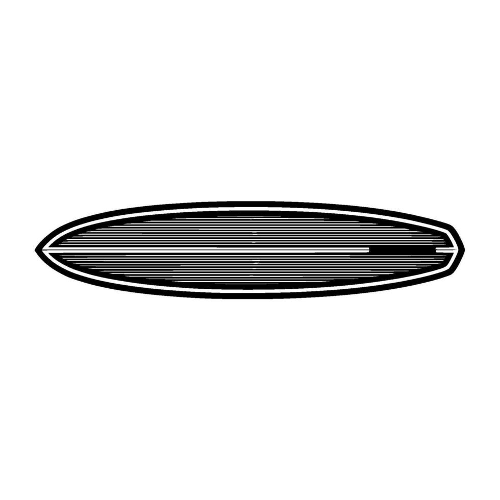 A minimalist illustration of a sleek surfboard with subtle horizontal line detailing and a distinct outline vector