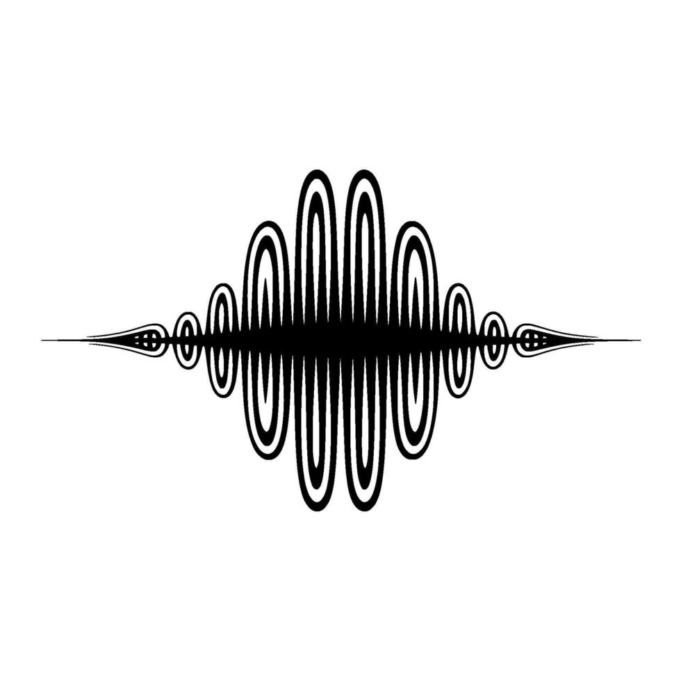 Minimalist abstract sound wave with symmetrical concentric oval shapes and sharp linear extensions vector