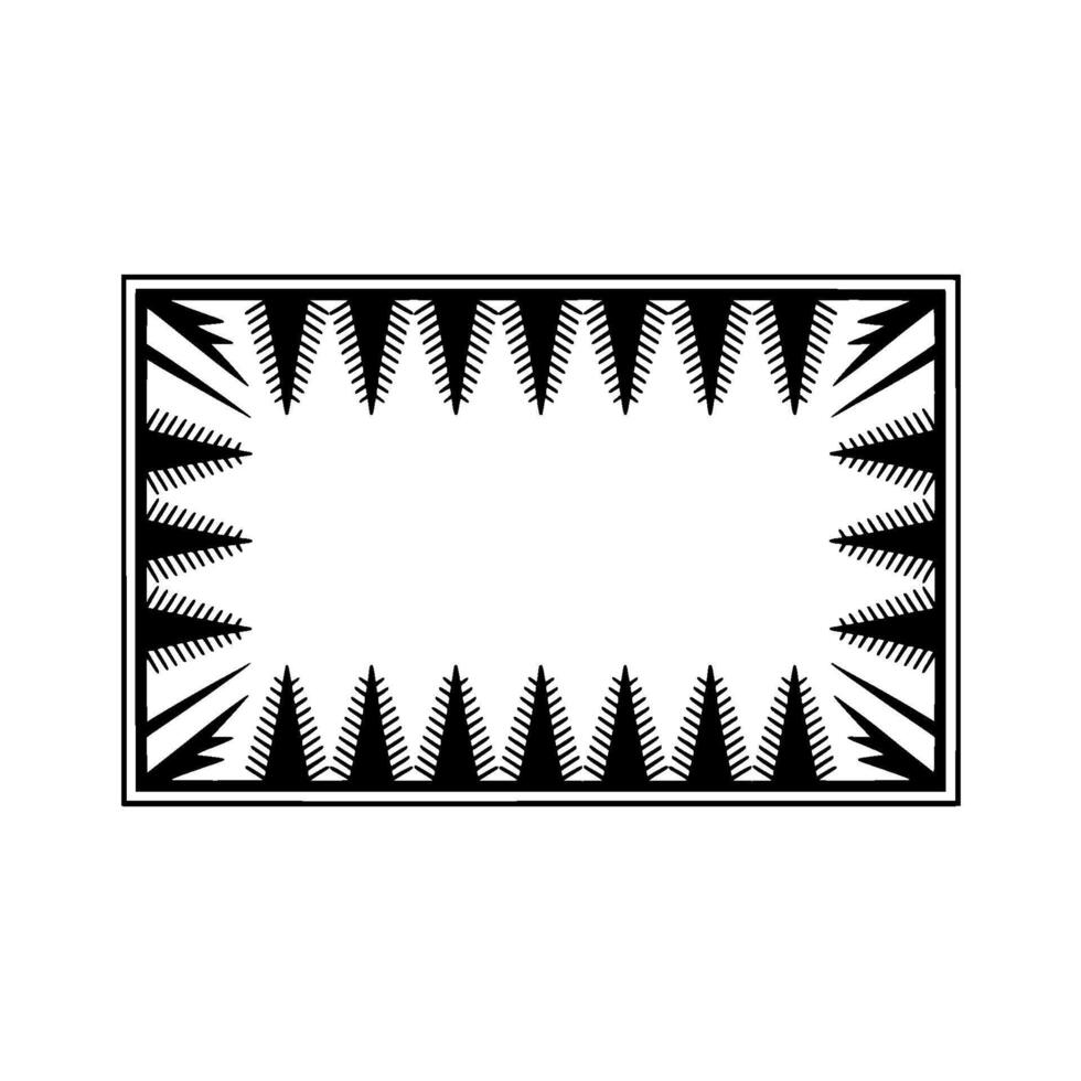 un minimalista rectangular marco compuesto de agudo triangular formas y radiante líneas creando un resumen geométrico frontera vector