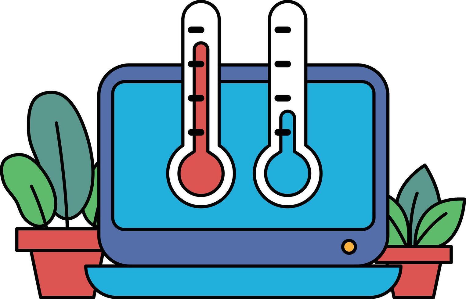 A computer monitor with two temperature gauges on it vector